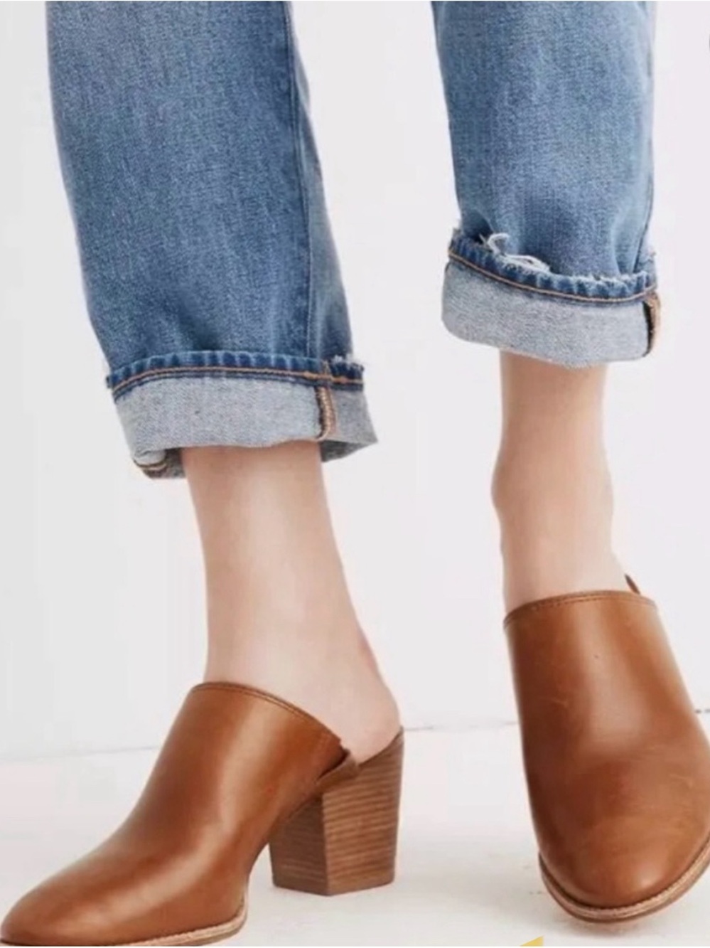 Madewell Women's Brown Leather Block Heel Mules